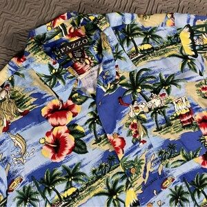 Pazzo Men’s Hawaiian Shirt Blue Size XL EUC